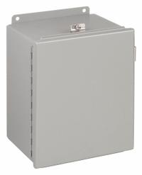 WIEGMANN Enclosure: Steel, 16 in x 14 in x 6 in, NEMA 12/13/4, Solid Cover, Hinged (MPN BN4161406CH). Key specifications — Closure Method: Clamps; Brand: WIEGMANN; Knockouts: Not Included.