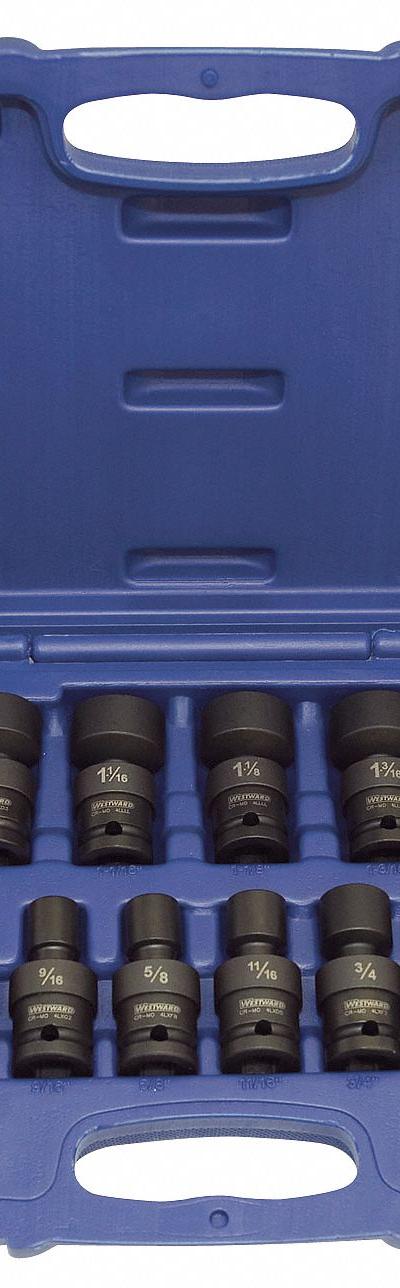 WESTWARD Impact Socket Set: 1/2 in Drive Size - SAE Impact Socket Sets