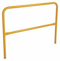VESTIL Handrail Section: Toe Board Not Included, 2 Rail Levels, 5 ft Overall Lg, 21 in Mid-Rail Ht (MPN VDKR-5). Key specifications — Product Type: Handrail Section; Brand: VESTIL; Color: Yellow; Handrail Shape: Round; Material: Steel; Number of Rail Levels: 2.