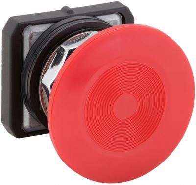 Dayton Mushroom Head Push Button: Red, 30 mm Mounting Size, Non-Metallic - Mushroom-Head Push-Button Operators
