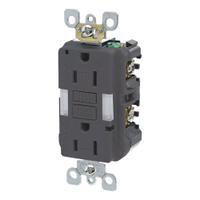 LEVITON GFI Receptacle: Decorator Duplex, 5-15, Black, GFCI, 125V AC, 15 A, 2 Pole / 3 Wire (MPN GFNL1-E)