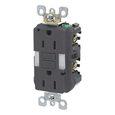 LEVITON GFI Receptacle: Decorator Duplex, 5-15, Black, GFCI, 125V AC, 15 A - General Purpose Receptacles