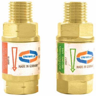 UNIWELD Flashback Arrestor Set: Torch Mount, 3/8"-24 - Flashback Arrestors