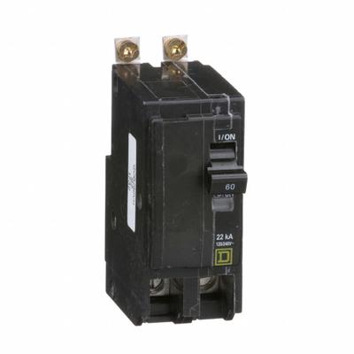 SQUARE D Miniature Circuit Breaker: 60 A, 120/240V AC, Single Phase, 22kA at 120/240V AC - QOB Series, Bolt-On Square D Miniature Circuit Breakers