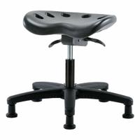 Tractor Stool: Polyurethane, Ht Range 16 1/2 in to 21 1/2 in, 17 in Seat Wd, 14 in Seat Dp, 5 Glides (MPN PTDHSO-RG-RG-BLK). Key specifications — Brand: APPROVED VENDOR; Foot Support: No; Base Material: Fiberglass; ESD-Safe: Not ESD Safe; Number of Casters: 0.