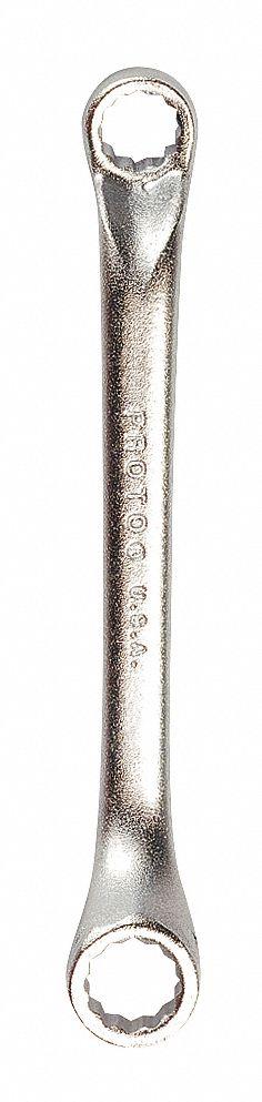 PROTO Box End Wrench: Satin, 3/4 in_5/8 in Head Size, 6 in Overall Lg, Offset - SAE, Double End, 12-Point, Box End Wrenches