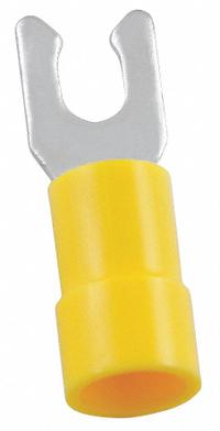 GRAINGER Fork Terminals: Yellow, Vinyl, #6 Stud Size, 12 AWG – 10 AWG Wire Range, Locking Fork (MPN 5UGN8). Key specifications — Barrel Style: Funnel Entry; Manufacturer Part Number: 5UGN8; Brand: GRAINGER.