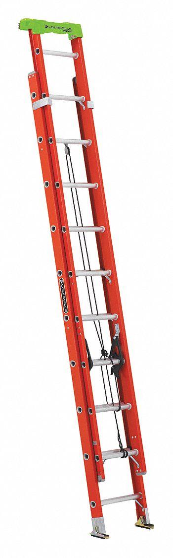 LOUISVILLE LADDER Extension Ladder: 20 ft Ladder Size - Non-Conductive Fiberglass Extension Ladders