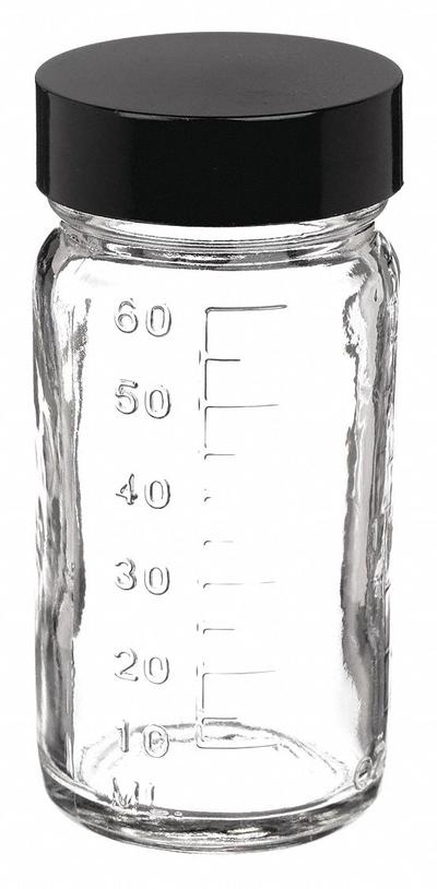 APPROVED VENDOR Mixing/Storage/Sampling Bottle: 60 mL, 38-400, Colorless, 48 Bottles - Clear Wide Mouth Round Glass Lab Bottles