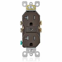 LEVITON Receptacle: Duplex, 5-20, Brown, 125V AC, 20 A, 2 Pole / 3 Wire (MPN T5820)