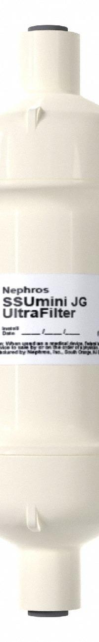 NEPHROS Inline Water Filter: 0.005 micron Micron Rating, Medisulfone, 1/4 in_3/8 in Connection Size (MPN 70-0251). Key specifications — Brand: NEPHROS; Compatible Product Type: Medical Equipment; Reduces: Viruses.