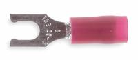 STA-KON Fork Terminals: Red, Nylon, #10 Stud Size, 22 AWG – 16 AWG Wire Range, Locking Fork, 600 V (MPN RA18-10FL). Key specifications — Barrel Style: Insulation Grip; Manufacturer Part Number: RA18-10FL; Brand: STA-KON; Series: RA2253.