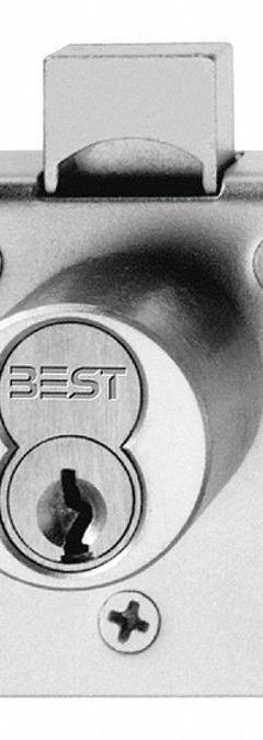BEST Deadbolt Lock: Coreless, Vertical, Diamond, 2 1/8 in Body Ht, 1 7/8 in Body Wd, SFIC (MPN 5L7RD2626T). Key specifications — attr1313962: Satin Chrome; attr1313948: Silver; attr1313954: BEST; attr1313966: Yes but not included; attr1313970: Yes; attr1313973: No.