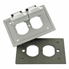 LEVITON Coverplate: Polycarbonate, Duplex Receptacles, 1 Gangs, 4 9/16 in Overall Ht, Gray (MPN 4976-FS). Key specifications — Brand: LEVITON; Color: Gray; Compatible with Product Type: Duplex Receptacles; Mounting Orientation: Horizontal.