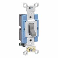 LEVITON Wall Switch: Toggle Switch, Single Pole, Maintained, Gray, 120/277V AC, 15 A (MPN 1201-2GY). Key specifications — Illuminated: No; Voltage Rating: 120/277V AC.
