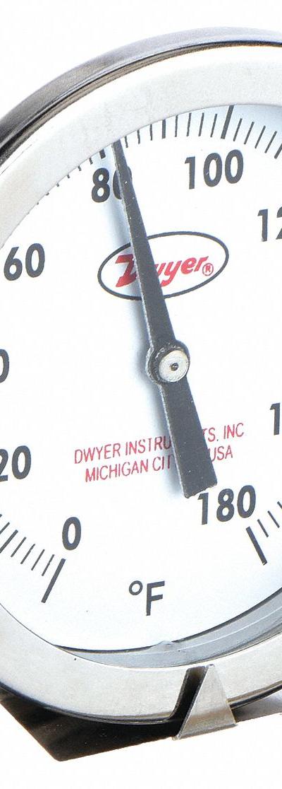 DWYER Clip On Dial Thermometer: 0°F to 180°F - General Purpose Vat & Pan Clip-On Dial Thermometers