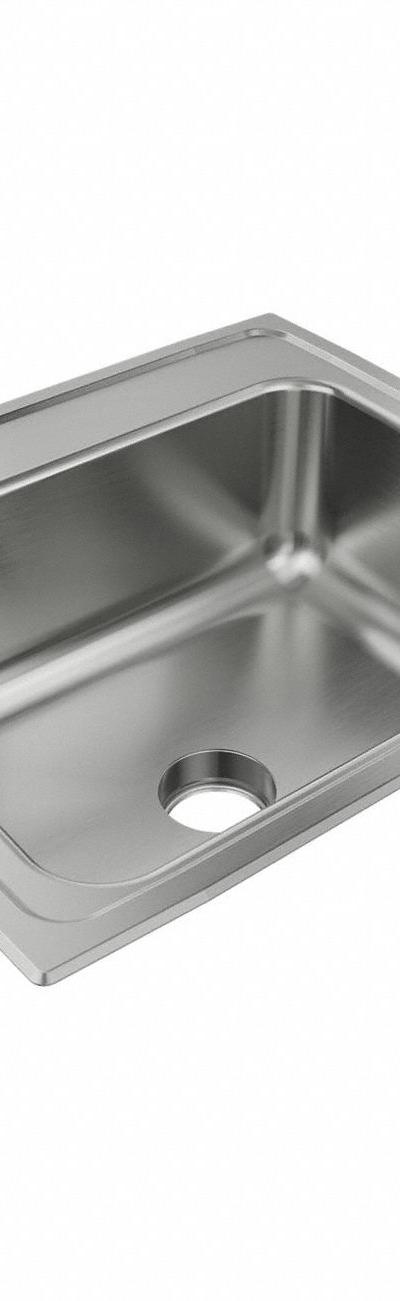 JUST MANUFACTURING Bowl Drop-In Sink: 22 in Overall Lg - One-Bowl Counter-Mounted Kitchen & Bar Sinks without Faucets