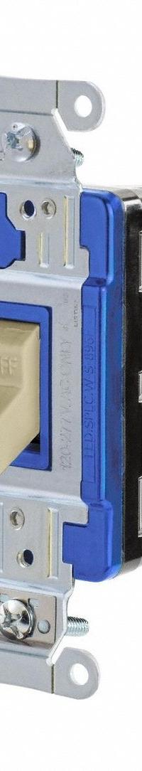 HUBBELL Wall Switch: Toggle Switch, Single Pole, Maintained, Ivory, 120/277V AC, 15 A (MPN HBL1201STI). Key specifications — Illuminated: No; Voltage Rating: 120/277V AC.