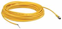 Cordset: M8 Male Straight X Bare Wire, 3 Pins, Yellow, PVC, 10 m Cable Lg, 24 AWG Wire Size (MPN 403006A10M100). Key specifications — Cable Jacket Color: Yellow; End 1 Mounting Orientation: Straight; End 1 Gender: Male; End 1 Connection Type: M8; Cable Jacket Material: PVC; Brand: BRAD HARRISON; IP Rating: IP67; End 2 Connection Type: Bare Wire.