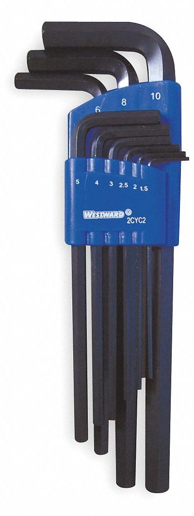WESTWARD Hex Key Set: 6 - L-Shaped Hex Key Sets