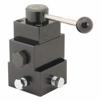 BVA HYDRAULICS Hydraulic Control Valve: 4.5 gpm Max Flow Rate, Three Positions, 1/4" NPT, Manifold (MPN PR43CL). Key specifications — attr1018253: BVA HYDRAULICS; attr1018283: Manifold; attr1018249: PR43CL; attr1018300: Manual; attr1018289: PR; attr1416406: 1/4" NPT.