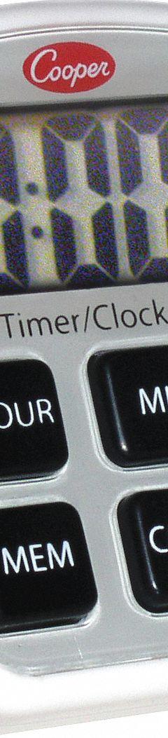 COOPER ATKINS Digital Timer: Hanger and Magnet Mount/Memory Recall, 2 1/2 in x 3/4 in x 2 3/4 in (MPN TC6-0-8). Key specifications — Clock Function Included: No; Count Direction: Count Down; Features: Hanger and Magnet Mount; Digital Display Screen Type: LCD; Alarm Type: Audible; Brand: COOPER ATKINS; Maximum Time Setting: 23 hrs, 59 minutes, 59 seconds.