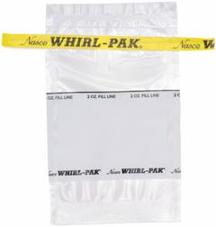 WHIRL-PAK Sampling Bag: Write-On, Sterile, 2 fl oz Capacity - oz, 58 mL Capacity - mL, Polyethylene (MPN B01064). Key specifications — Brand: WHIRL-PAK; Color: Clear; Product Type: Sampling Bag; Standards: HACCP; Style: Write-On.