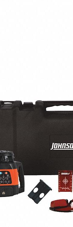 JOHNSON LEVEL Rotary Laser: 1,500 ft Range w/Receiver, Red Beam, Horizontal/Vertical, 0 Dots, NiMH (MPN 99-028K). Key specifications — attr935954: Red; attr935948: ±1/8 in @ 100 ft; attr935970: Grade Rod; attr935961: Vertical; attr935962: Electronic Self-Leveling; attr935949: NiMH; attr935951: Includes Everything to Grade or Level Your Job Site; attr935952: Batteries Included.