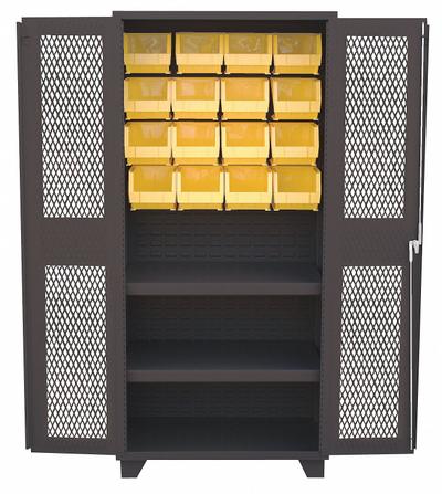 JAMCO Bin Cabinet: 36 in x 24 in 78 in, 2 Shelves, 16 Bins, Yellow, Ventilated - Standard Bin Cabinets with Shelves