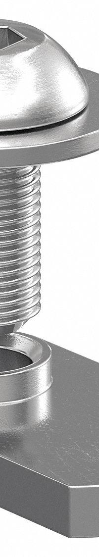 Bolt Assembly: 5/16" -18 Size, 5/8 in Thread Lg, Button Head Socket Cap, For 0.4 in Slot Wd, 6 PK (MPN 3620-6). Key specifications — Fastener Type: T-Nut; Fastener Head Type: Button Head Socket Cap; Material: Stainless Steel; Finish: Unfinished; T-Slot Fastener Type: Bolt Assembly; Threaded Hole Location: Single Offset; Compatible Series: 80/20 15 Series; System of Measurement: Inch.