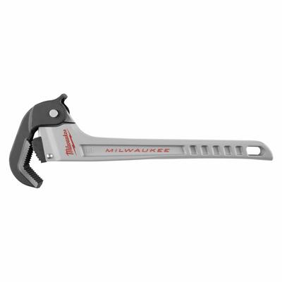 MILWAUKEE Pipe Wrench: Aluminum, 2 1/2 in Jaw Capacity, Serrated, 17 1/20 in Overall Lg - Ratcheting Pipe Wrenches