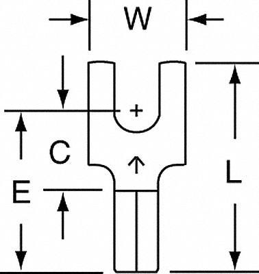 3M Fork Terminals: Bare, #6 Stud Size, 16 AWG – 14 AWG Wire Range, Block Fork - Non-Insulated Fork Terminals