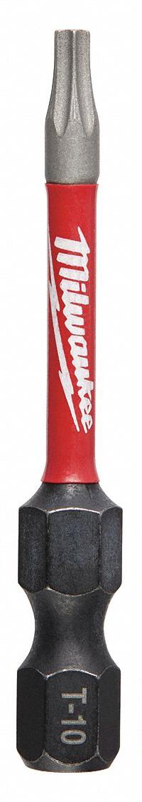 MILWAUKEE Driver Bit: Power Bit, T10 Bit Size, Imperial, Torx® Head, T10 Bit Industry Size, Std, Hex (MPN 48-32-4682). Key specifications — attr1119738: Hex; attr1119735: Imperial; attr1119740: Standard; attr1119734: Alloy Steel; attr1119737: Power Bit; attr1119741: MILWAUKEE.
