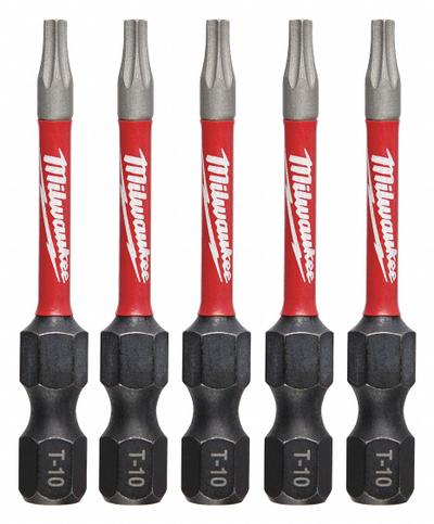 MILWAUKEE Driver Bit: Power Bit, T10 Bit Size, Imperial, Torx Head, T10 Bit Industry Size - Impact Torx Bits