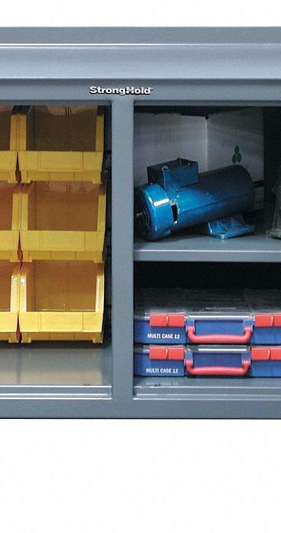 STRONG HOLD Mobile Cabinet Workbench: 60 in x 30 in - Mobile Cabinet Benches with Shelves