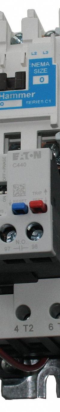 EATON NEMA Magnetic Motor Starter: Non-Reversing, 3 Poles, NEMA Size 0, 18 A, 208V AC Coil (MPN AN19BN0E5E005). Key specifications — Brand: EATON; Auxiliary Contact Form: 1NO; Coil Voltage: 208V AC; Phase: Three; Operator: None; Operator Controls: None; Auxiliary Contacts Included: 1NO; Signaling Features: Pilot Light.