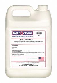 PETROCHEM Compressor Oil: 1 gal, Jug, 15 SAE Grade, 46 ISO Viscosity Grade, 97 Viscosity Index (MPN AIR-COMP 46-001). Key specifications — attr59744: 97; attr59746: 46; attr59736: No; attr59735: Jug; attr59738: Air-Comp Series; attr59749: 15.