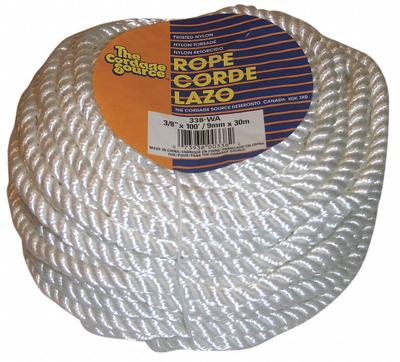 APPROVED VENDOR General Purpose Utility Rope: Twisted, 3/8 in Dia, 515 lb Working Load Limit - Shock-Absorbing Rope