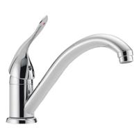 DELTA Low Arc Kitchen Faucet: Delta Commercial, Brass, Single-Post, Deck, 1 Mounting Holes, Chrome (MPN 101LF-HDF). Key specifications — Series: Delta Commercial; Brand: DELTA.
