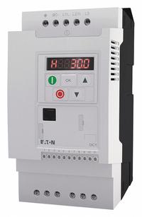 EATON Variable Frequency Drive: In Phase Three, Out Phase Three, 2 hp, 4.1 A Output Current - Max (MPN DC1-344D1NB-A20CE1). Key specifications — Style: Compact; Color: White; Output Phase: Three.
