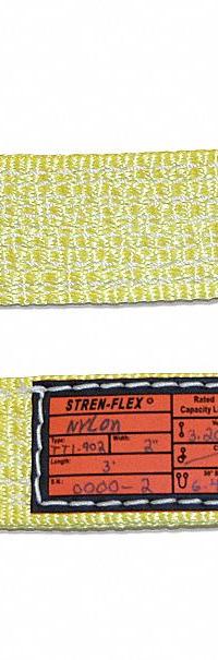 STREN-FLEX Web Sling: Type 2, Nylon, Triangle Link, 1 Plies, 20 ft Sling Lg, 12 in Eye Lg, Yellow (MPN TTS1-904-20). Key specifications — Brand: STREN-FLEX; Tag Attachment: Fully Sewn; Color: Yellow; Tag Type: Wear-Resistant Tag; Tag Attachment Type: Fully Sewn.