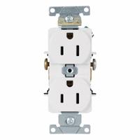 LEVITON Duplex Receptacle/Outlet, 15 Amp: Duplex, 5-15, White, 125V AC, 15 A, 2 Pole / 3 Wire (MPN 5242-W)