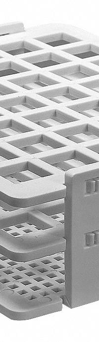 Tube Rack: 4 1/8 in Overall Wd, 1 3/4 in Overall Ht, 5 in Overall Lg, Polypropylene, White, Benchtop (MPN F18520-0000). Key specifications — Material: Polypropylene; Mounting Location: Benchtop; Color: White; Product Type: Test Tube Rack; Total Holding Capacity: (42) Places; Brand: SP SCIENCEWARE.