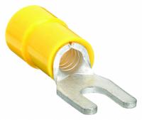 GRAINGER Fork Terminals: Yellow, Vinyl, #6 Stud Size, 12 AWG – 10 AWG Wire Range, Std Fork, 600 V (MPN 5UGN9). Key specifications — Barrel Style: Funnel Entry; Manufacturer Part Number: 5UGN9; Brand: GRAINGER.