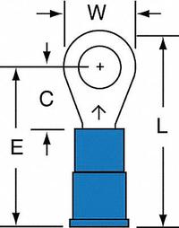 3M Ring Terminal: Blue, Vinyl Insulation, #10 Stud Size, 16 AWG to 14 AWG Wire Sizes, 1,000 V (MPN MVU14-10RK). Key specifications — attr1308027: 3M.