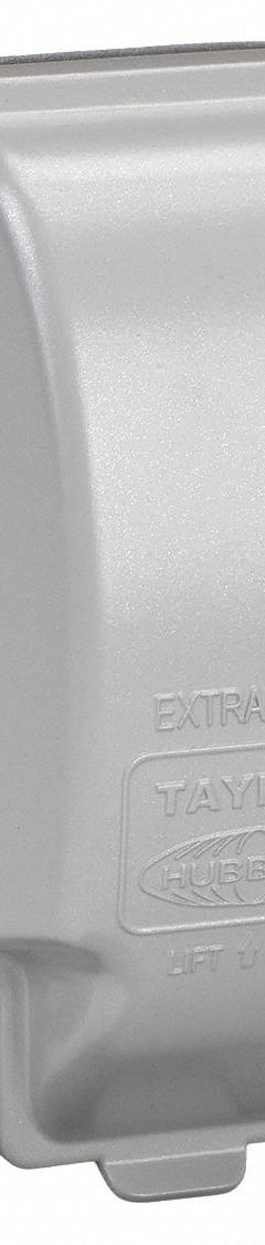 TAYMAC While In Use Weatherproof Cover: 1 Gangs, For Decora/GCFI Electrical Component Type, Vertical (MPN MX3200). Key specifications — Brand: TAYMAC; Color: Gray; Cover Material: Aluminum; For Electrical Component Type: Decora/GCFI; Mounting Orientation: Vertical.