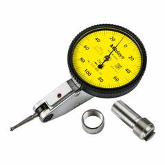 MITUTOYO Calibrated Indicator: 0 mm to 0.2 mm, Metric, 0.04 mm, 0-100-0 Dial Reading (MPN 513-405-10ECAL). Key specifications — attr1184109: 0-100-0; attr1184166: Contact Point, Knurled clamp ring, Stem, Calibration Certificate; attr1200917: Test Indicator; attr1184127: 513-405-10ECAL; attr1184167: MITUTOYO; attr1184108: 0.04 mm; attr1184144: Certificate of Calibration.