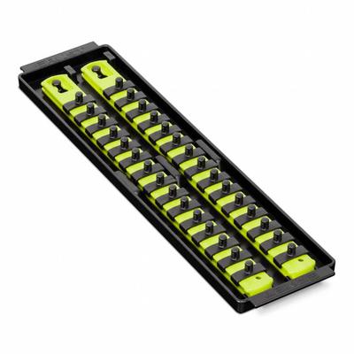 ERNST MANUFACTURING Socket Organizer: Yellow, 3 5/8 in Overall Wd, 30 Posts/Slots - Socket Rails & Trays