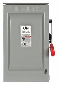 SIEMENS Safety Switch: Fusible, 60 A, Single Phase, 600V AC, Galvanized Steel, Indoor/Outdoor (MPN HF262R). Key specifications — Brand: SIEMENS.