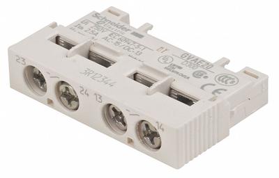 SCHNEIDER Auxiliary Contact: 2NO, 2.5 A Max Current (AC), Front Mount - Schneider Electric Auxiliary Contacts